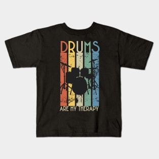 Drums are my Therapy - Colorful Drummers Kids T-Shirt